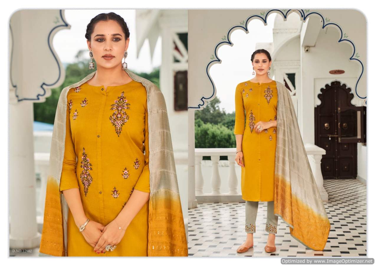 Kivi Rajwadi Festive Wear Designer Kurti With Pant And Dupatta Collection